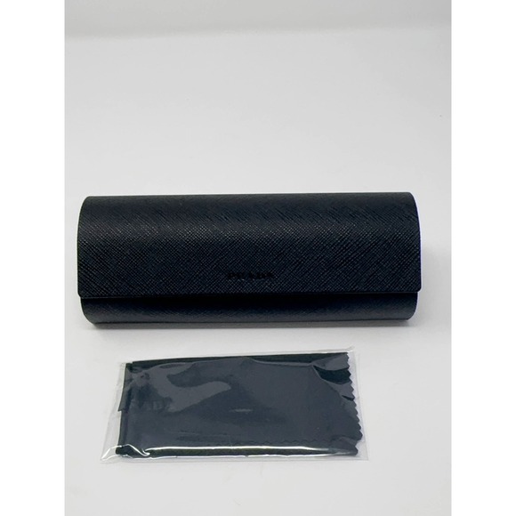Prada Saffiano Eyeglasses Hard Case With Magnetic Closure Black Microfiber Cloth - Picture 7 of 7